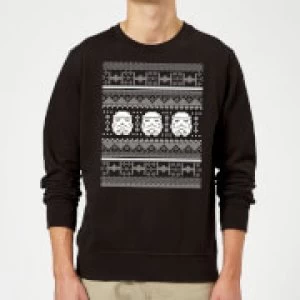 Image of Star Wars Christmas Stormtrooper Knit Black Christmas Sweatshirt - L - Black