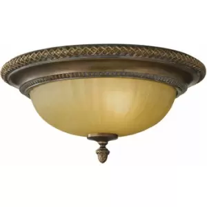 Image of Loops - 2 Bulb Flush Light Low Ceiling Firenze Gold British Bronze LED E27 60W Bulb