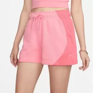 image of Nike Air Womens Mid-Rise Fleece Shorts - Pink