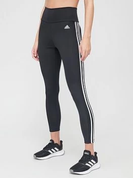 image of adidas 3 Stripe 7/8 Leggings - Black/White, Size S, Women