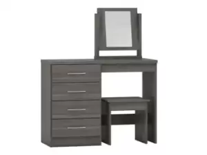 Image of Seconique Nevada Black 4 Drawer Dressing Table and Stool
