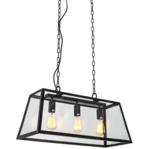 Image of Netlighting Industrial and Retro Hanging Pendant Black Matt 3 Light, E27