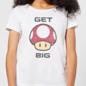 Image of Nintendo Super Mario Get Big Mushroom Womens T-Shirt - White - 3XL
