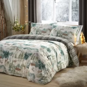 Image of Snow Scene 100% Brushed Cotton Duvet Cover Set MultiColoured