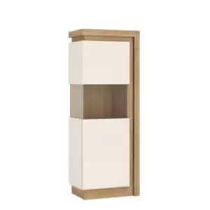 image of Lyon Narrow Display Cabinet (lhd) 164.1Cm High In Riviera Oak Effect/White High Gloss