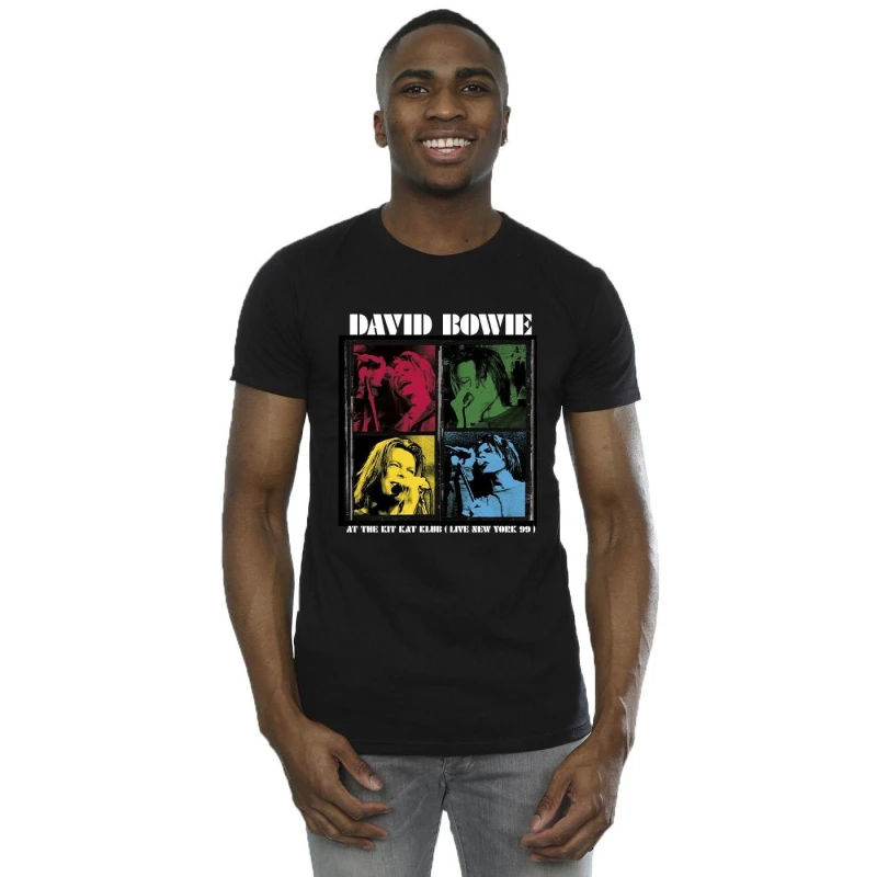 Image of David Bowie David Bowie Men At The Kit Kat Club Pop Art T-Shirt in Black Size: Small Black S Male 5057864895285