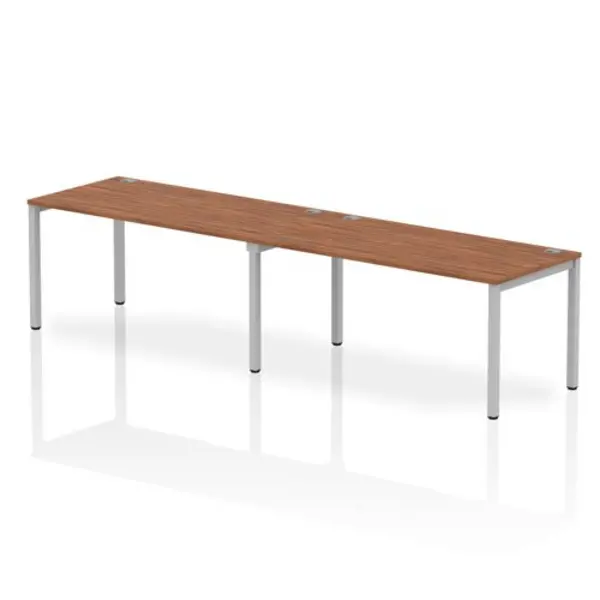 Image of Impulse Bench Single Row 2 Person 1600 Silver Frame Office Bench Desk Walnut