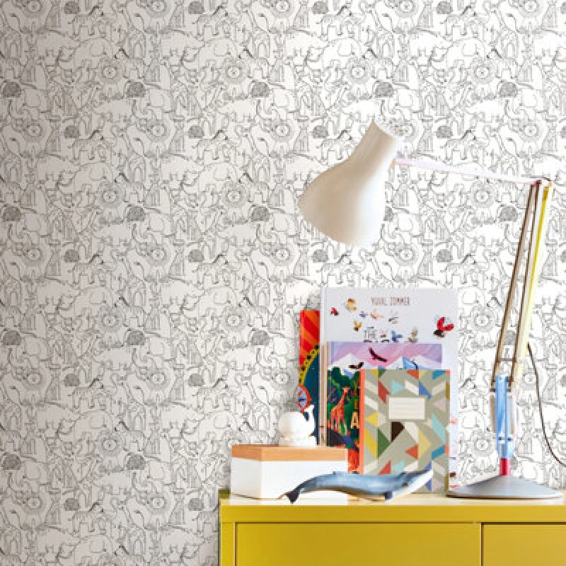 Image of Hoopla Walls Animal Doodle Chalkboard 10M Wallpaper