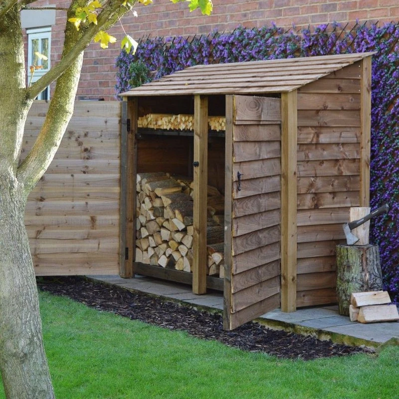 Image of Rutland County Garden Furniture Ltd Normanton 6ft Log Store with Doors & Kindling Shelf, W230 cm, Brown Brown Unisex