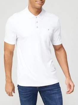 image of Ted Baker Pumpit Textured Polo Shirt, White Size M Men