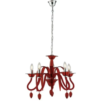 Image of Fan Europe Lighting - Fan Europe ESTEFAN 5 Light Chandeliers Red 53x45.5cm