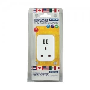Image of Status UK to Intercontinental Travel Adaptor with 2 x USB