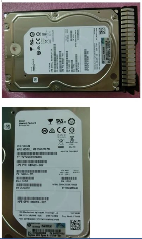 Image of HPE 872744-001 internal hard drive 2 TB 7200 RPM 3.5" SAS