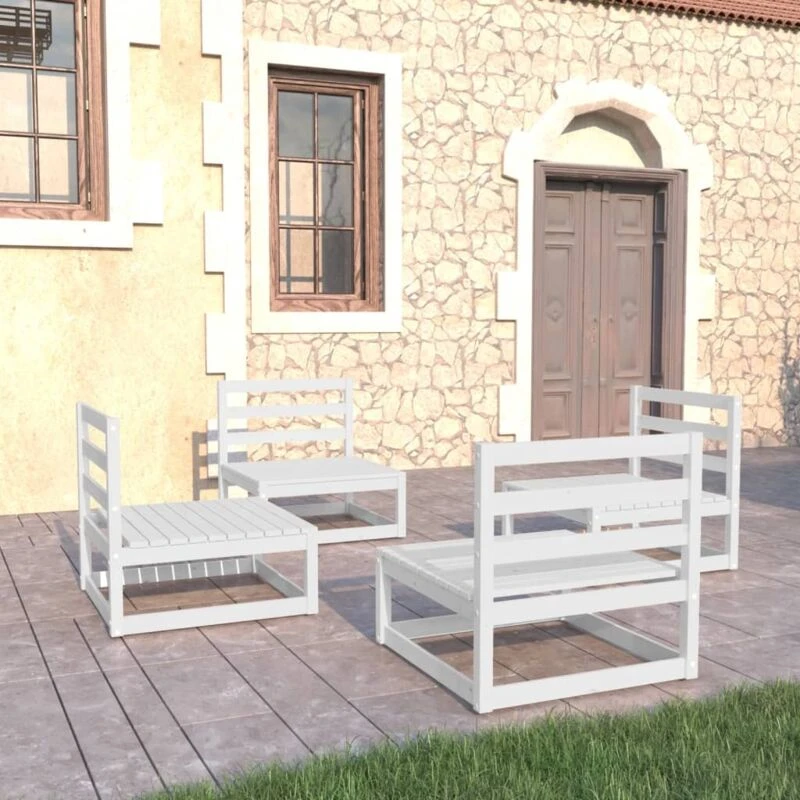 Image of VIDAXL 4 Piece Garden Lounge Set White Solid Wood Pine Vidaxl 8720286463635