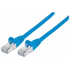 image of Intellinet Network Patch Cable Cat7 Cable/Cat6A Plugs 30m Blue Copper S/FTP LSOH / LSZH PVC RJ45 Gold Plated Contacts Snagless Booted Lifetime Warrant