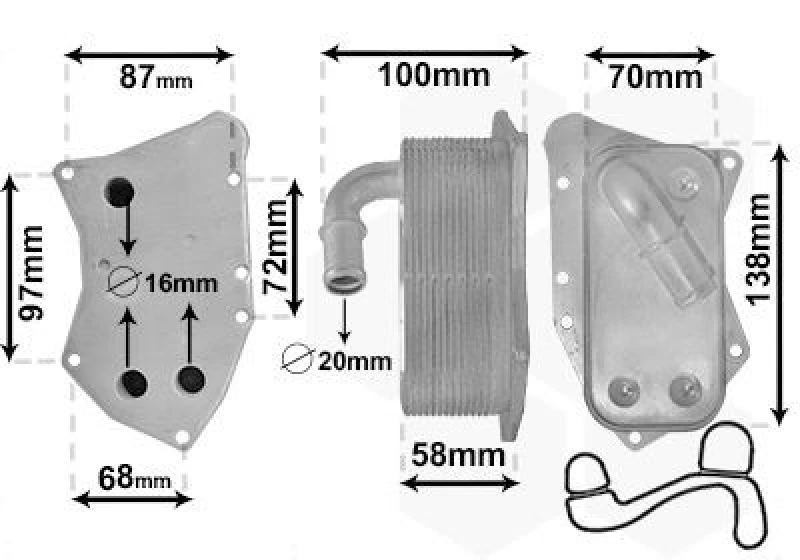 Image of VAN WEZEL Engine oil cooler VAN WEZEL 37013712