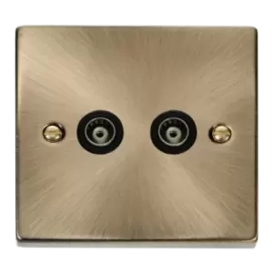 Image of Click Scolmore Deco 2 Gang Isolated Co-Axial Socket - VPAB159BK