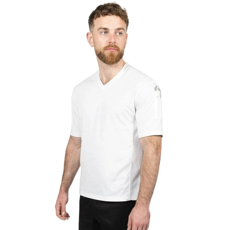 Image of Dennys Mens Stay Cool Chef T-Shirt in White Size: Large White Male L