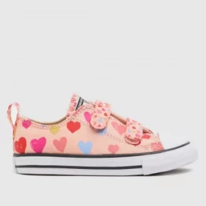 image of Converse Pale Pink 2v Lo Hearts Trainers Toddler