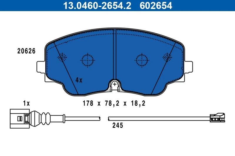 Image of Brake pad set ATE 13.0460-2654.2