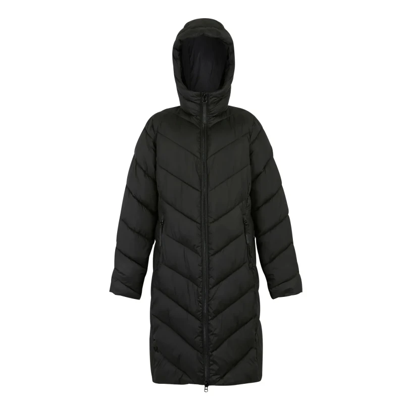 Image of Womens long hooded down jacket Regatta Anita Noir Female 38
