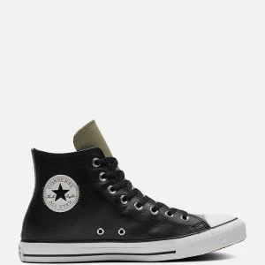 Image of Converse Mens Chuck Taylor All Star Synthetic Leather Hi-Top Trainers - Black/Field Surplus - UK 10