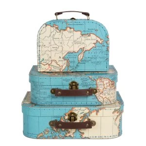 Image of Sass & Belle Vintage Map 3Pcs Set Suitcases
