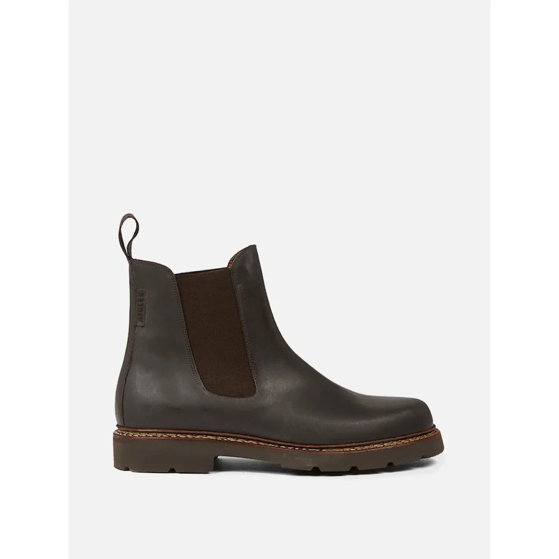 Image of Aigle Quercy Leather Mens Chelsea Boots - Dark Brown - Size:UK 7.5