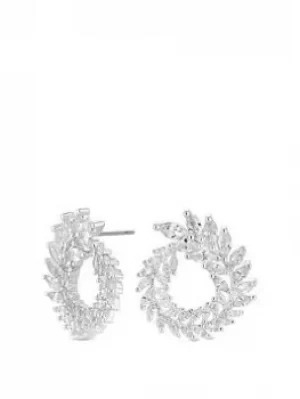 image of Jon Richard Silver Plated Clear Large Wreath Stud Earrings