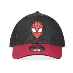 Image of MARVEL COMICS Spider-Man Face Logo Kid's Adjustable Baseball Cap, Boy, Red/Black (BA085427SPN)