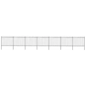 image of Vidaxl Garden Fence With Spear Top Steel 11.9X1.5 M Black