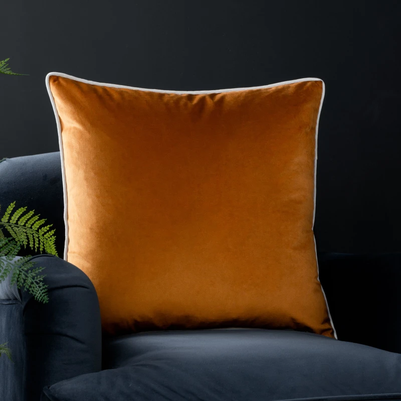 Image of Furn Furn Meridian Velvet Cushion in Amber Size: 45cm x 45cm Amber 45cm x 45cm Unisex 5025532353573