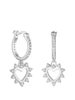 image of Simply Silver Sterling Silver 925 Cubic Zirconia Open Heart Earrings