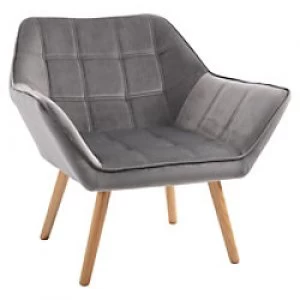 Image of HOMCOM Arm Chair Grey Rubber Wooden, Iron, Sponge, Velvet 833-799V70GY