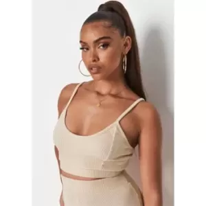 image of Missguided Ribbed Bralet - Neutral