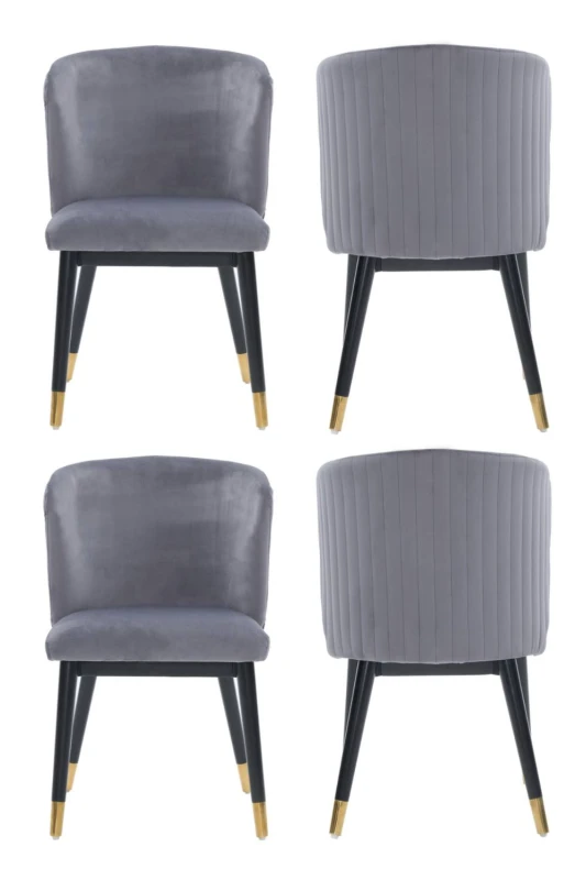Image of Life Interiors Life Interiors Set of 4 Sofina Modern Velvet Dining Chairs, Tufted Back, Wooden Frame in Grey Grey One Size Unisex 5056660011851