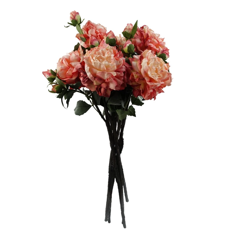 Image of Leaf 6 x 60cm Peony Artificial Flower Pink - 6 flowers 18 buds