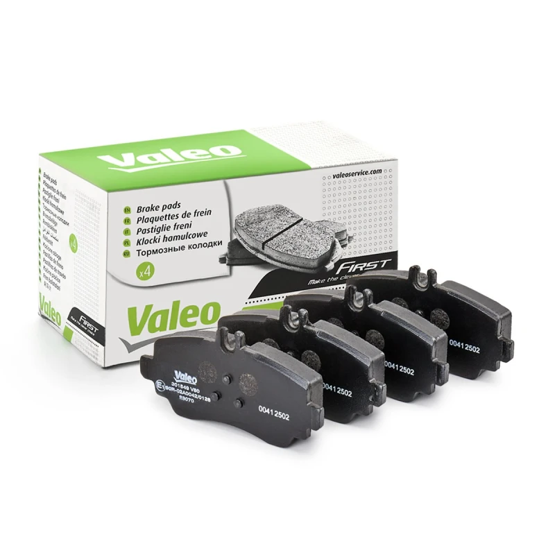 Image of VALEO 301549 Brake pad set Front Axle, without integrated wear sensor, FIRST, without anti-squeak plate Brake Pad Set,disc brake (402)