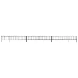 Image of Vidaxl Garden Fence With Hoop Top Steel 15.3X0.8 M Black