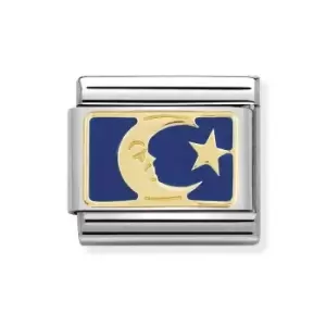 image of Nomination Classic Gold Blue Moon & Star Charm