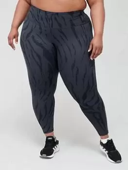 Image of adidas Optime Training Icons Printed 7/8 Leggings (Plus Size) - Grey/Black, Grey/Black, Size 1X, Women