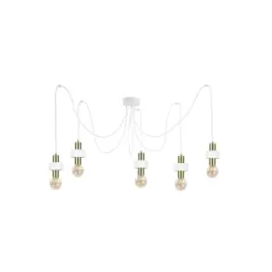 image of Unica Cluster Pendant Ceiling Light White, Gold, 5x E27