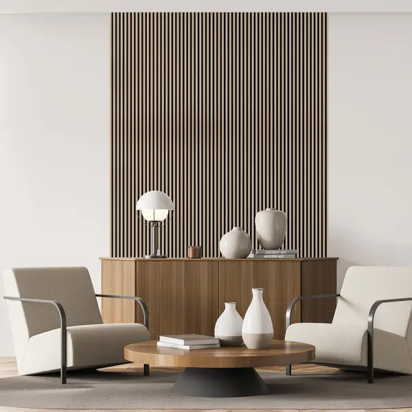 image of Kraus Acoustic Panel 2400 x 572.5 x 19mm Light Oak - 3 Panel Pack