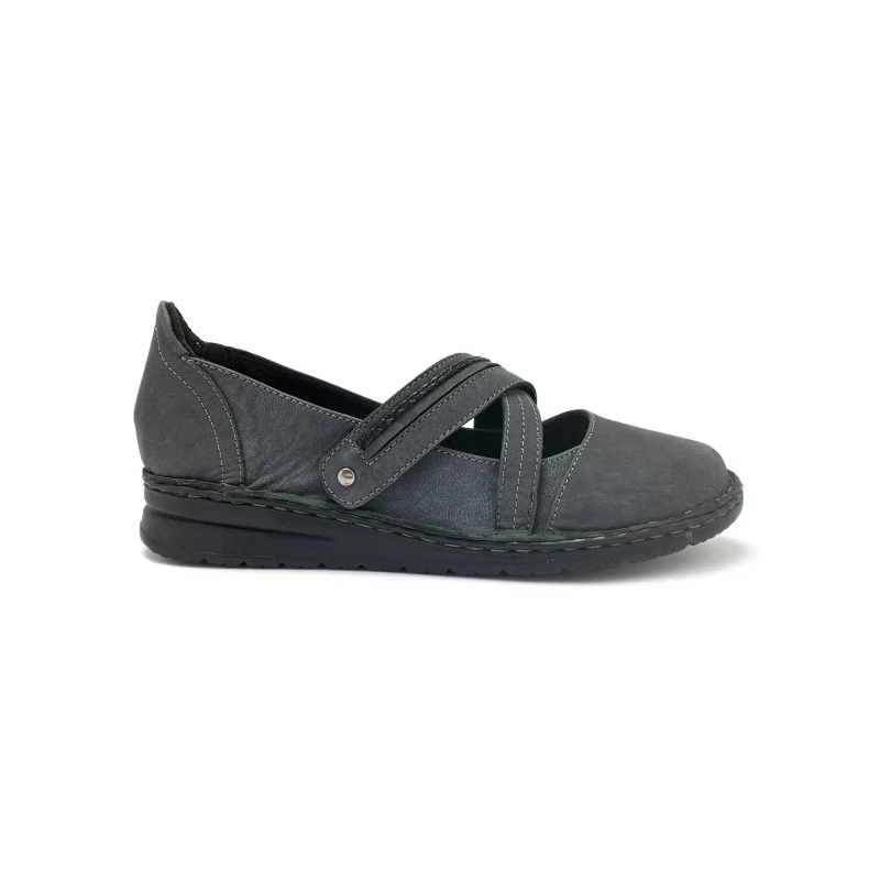 Image of Pediconfort Womens cross-strap ballerina shoes with Velcro Pediconfort Gris Female 40