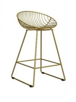 image of Cosmoliving By Cosmopolitan Ellis Wire Bar Stool- Gold