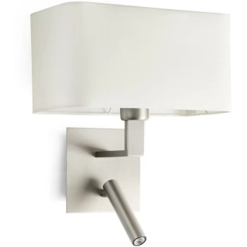 Image of Faro Hanna - LED Wall Lamp Nickel 1x E27 with Reading Light 3W 3000K