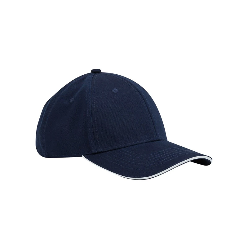 Image of Beechfield Beechfield Men Classic 6 Panel Cotton Sandwich Peak Cap in Mid Navy Mid Navy One Size Male 5063527237453