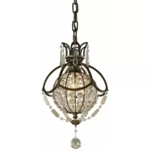 image of 1 Bulb Ceiling Pendant Light Fitting Oxidized Bronze British Bronze LED E14 60W