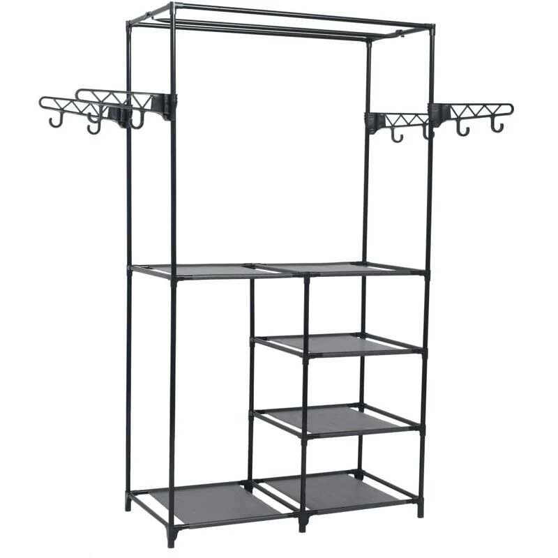 Image of VIDAXL Clothes Rack Steel and Non-woven Fabric 87x44x158cm Black Vidaxl 245744