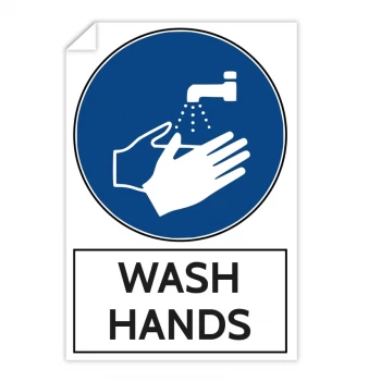 image of Warning Sticker - Wash Hands (200 X 300mm)